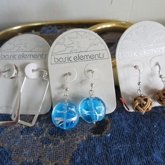 3 Pairs Sterling Silver Earrings,  Basic Elements - Picture 2 of 5
